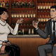 Lana Kane (Aisha Tyler) and Sterling Archer (H. Jon Benjamin) in Archer